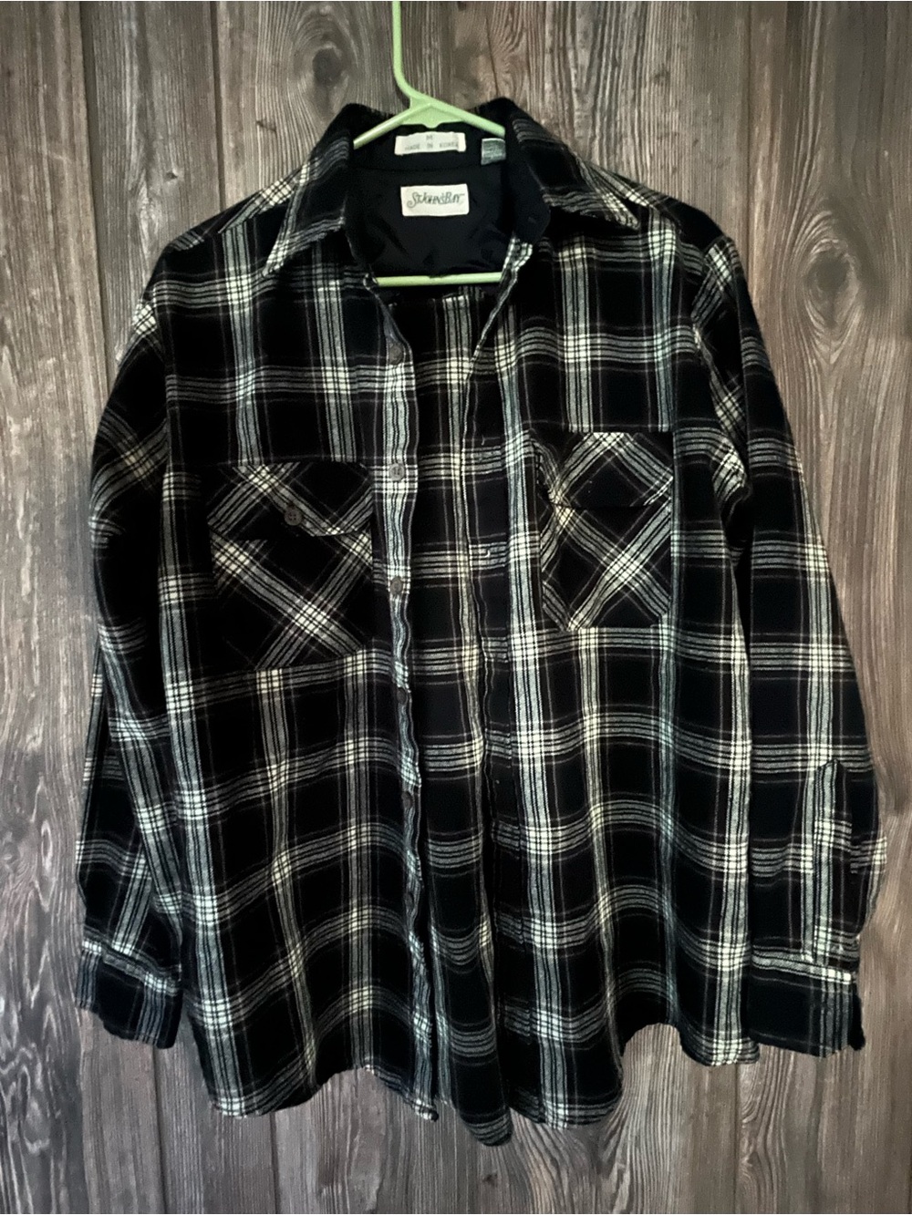 Black & White Plaid Flannel Shirt Jacket